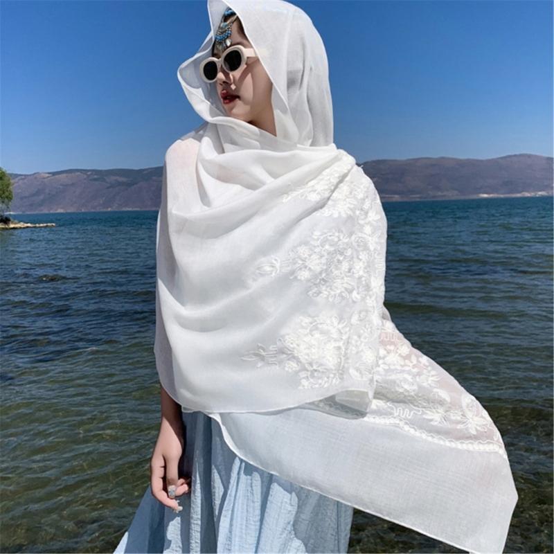 Embroidery Ethnic Shawl Soft Breathable Neck Scarf Shoulder Wrap For Women Travel Elegant Occasion And Daily Use