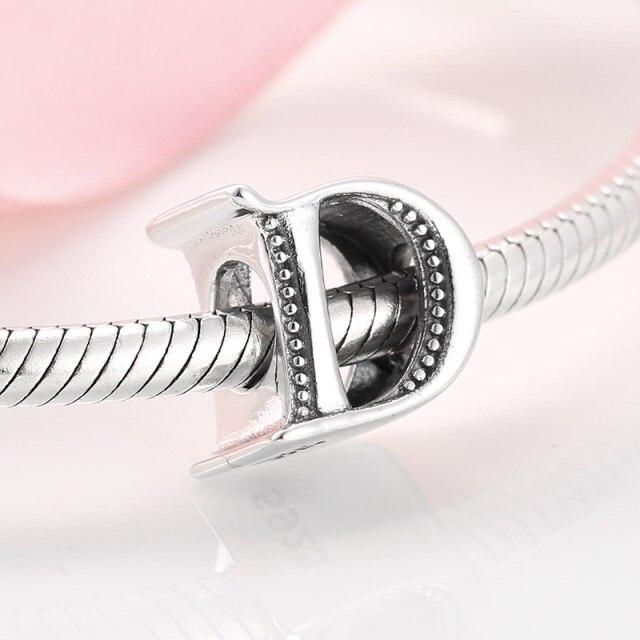 925 Sterling Silver Fashion Delicate A To Z Alphabet Letter Beads Fit Charms 925 Bracelets Bangles Diy Jewelry