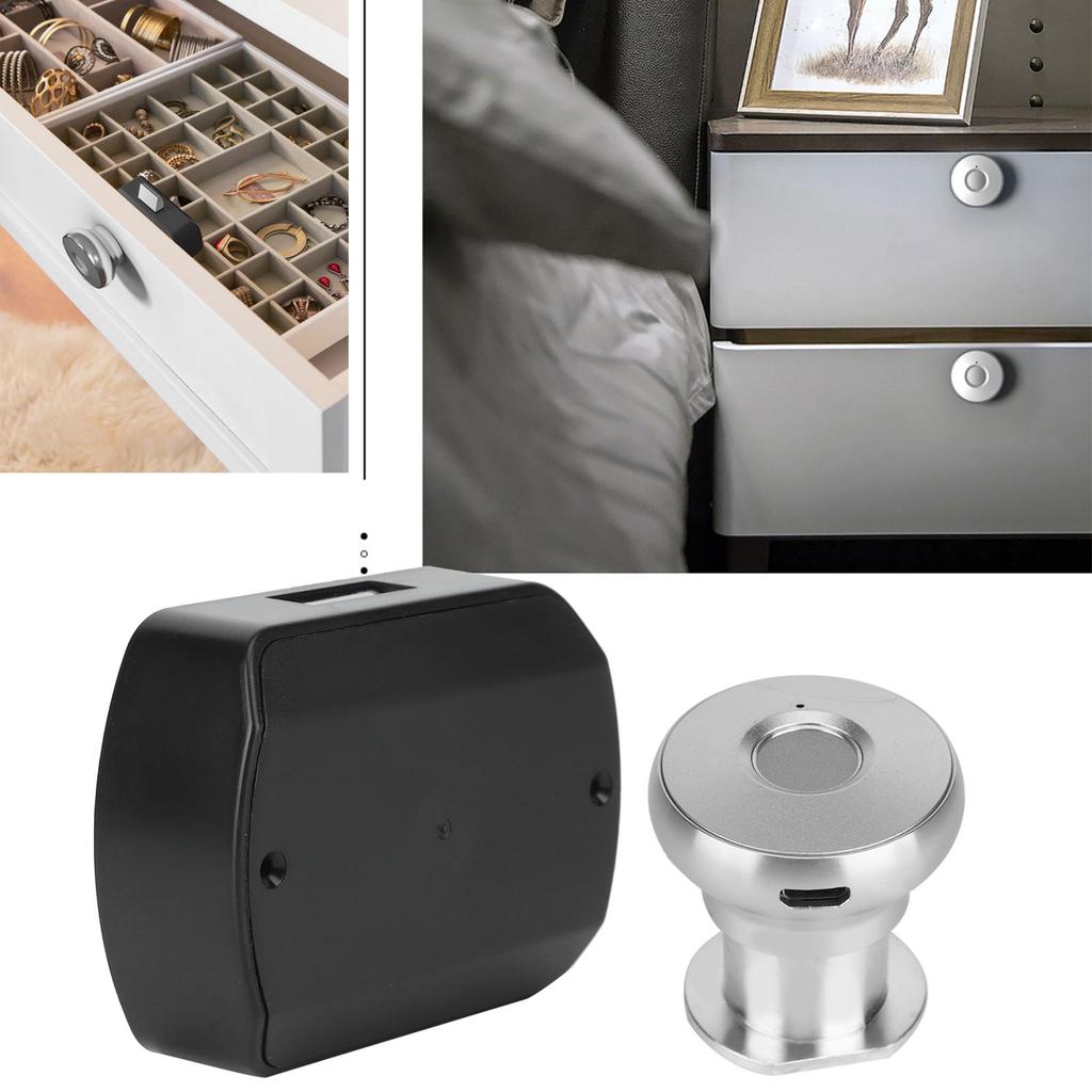 Drawer Fingerprint Lock Aluminum Alloy Keyless Furniture Cabinet Wardrobe Locks for Home