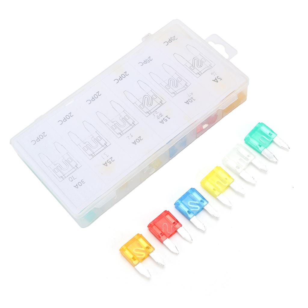 120PCS Car Blade Fuse Set Mini Universal 5 10 15 20 25 30A for Motorcycle Vehicle