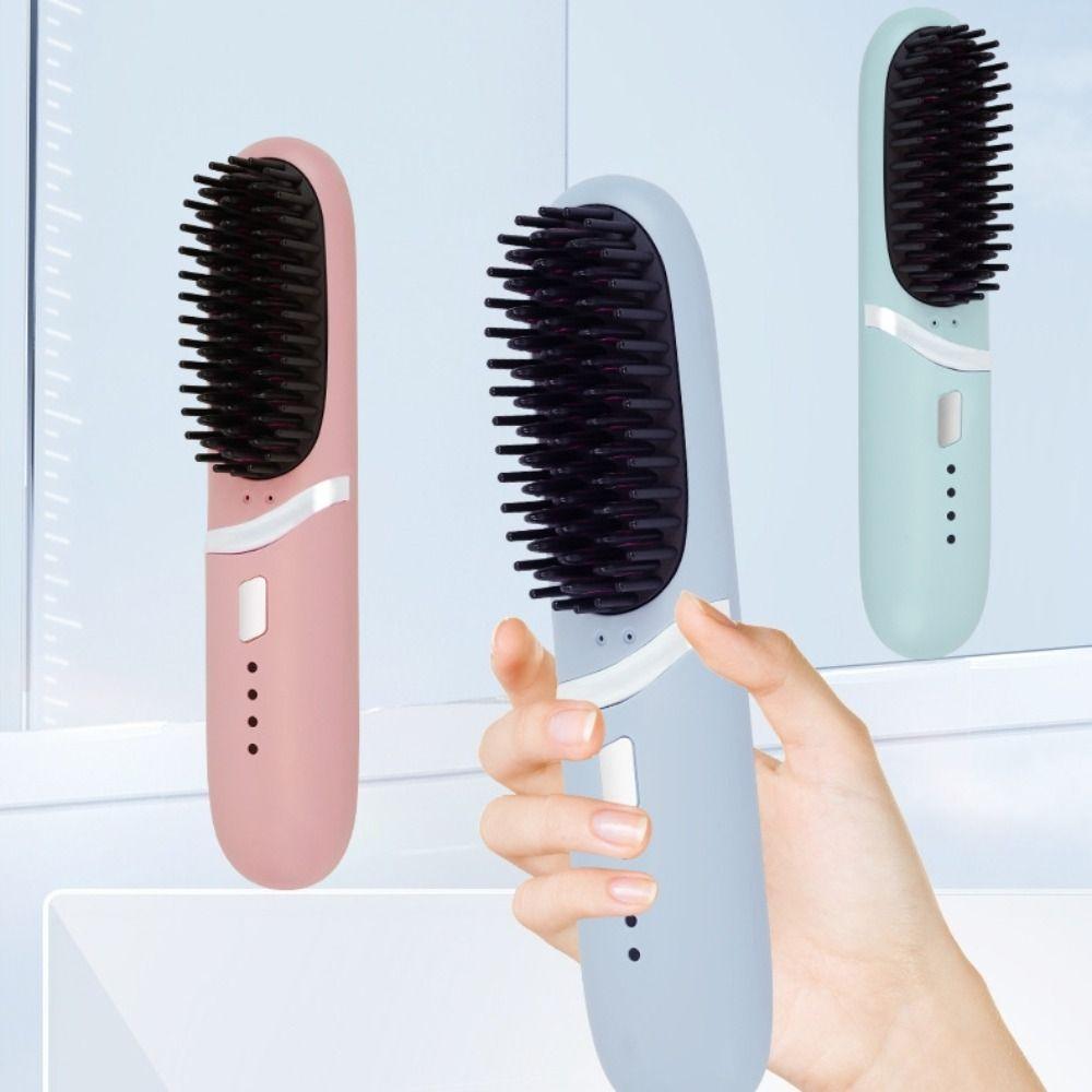 

Straight Roll Dual-Purpose Heating Straightening Comb Electric Hot Comb Straight and Curly Hair зелений