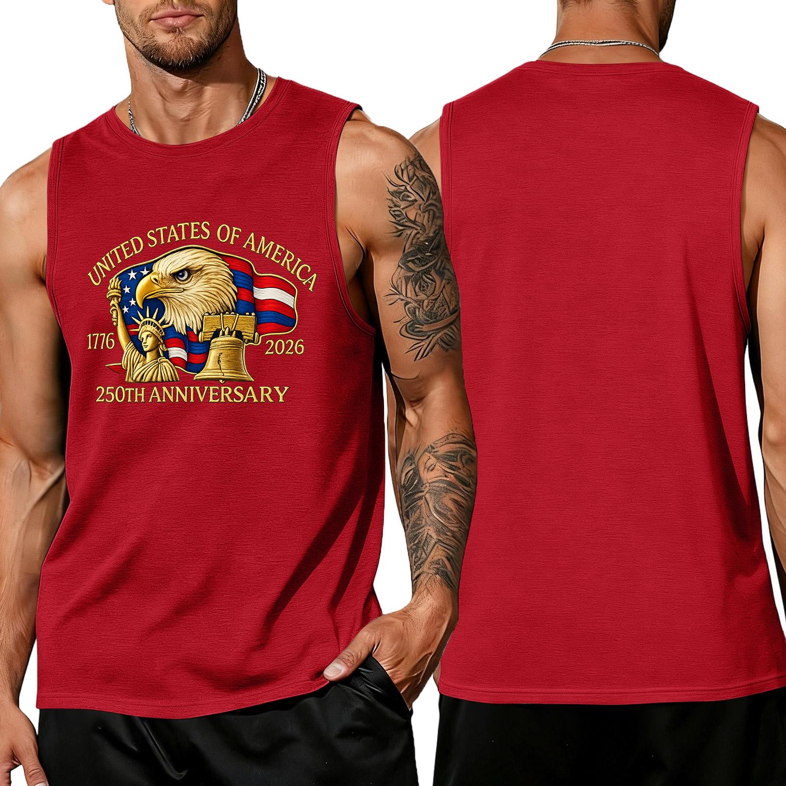 

Men s Loose Fit Sleeveless Tank Top Independence Day Graphic Print Casual Muscle Shirt Summer Workout Tee L