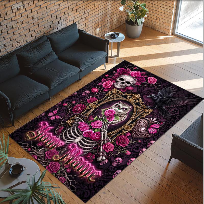 Bird Theme Crystal Velvet Rug Personalized Custom Name Text Soft Floor Mat Home Decor