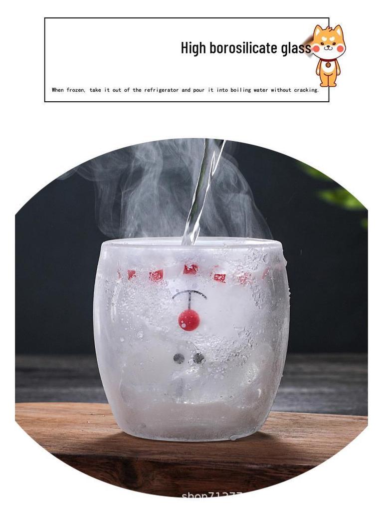 Double-Layer Cartoon Bear Insulated Glass Cup
