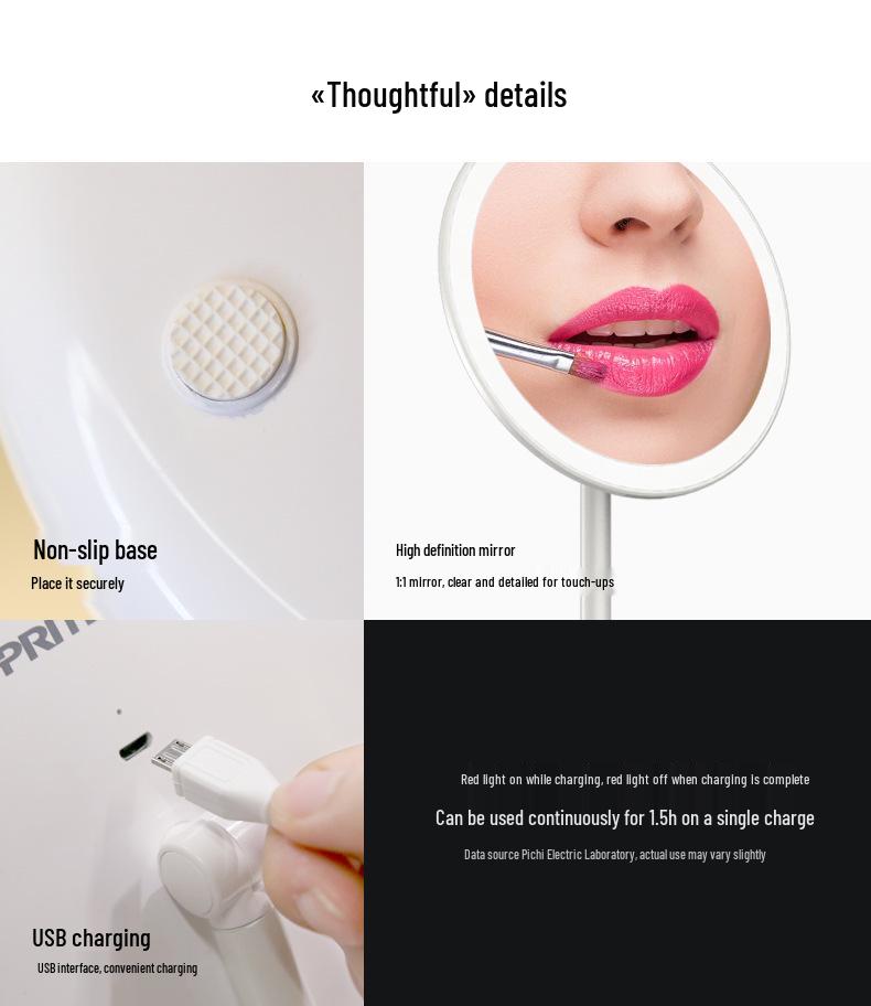 Smart LED Makeup Mirror with Touch Control, Rotatable Design, and Adjustable Brightness