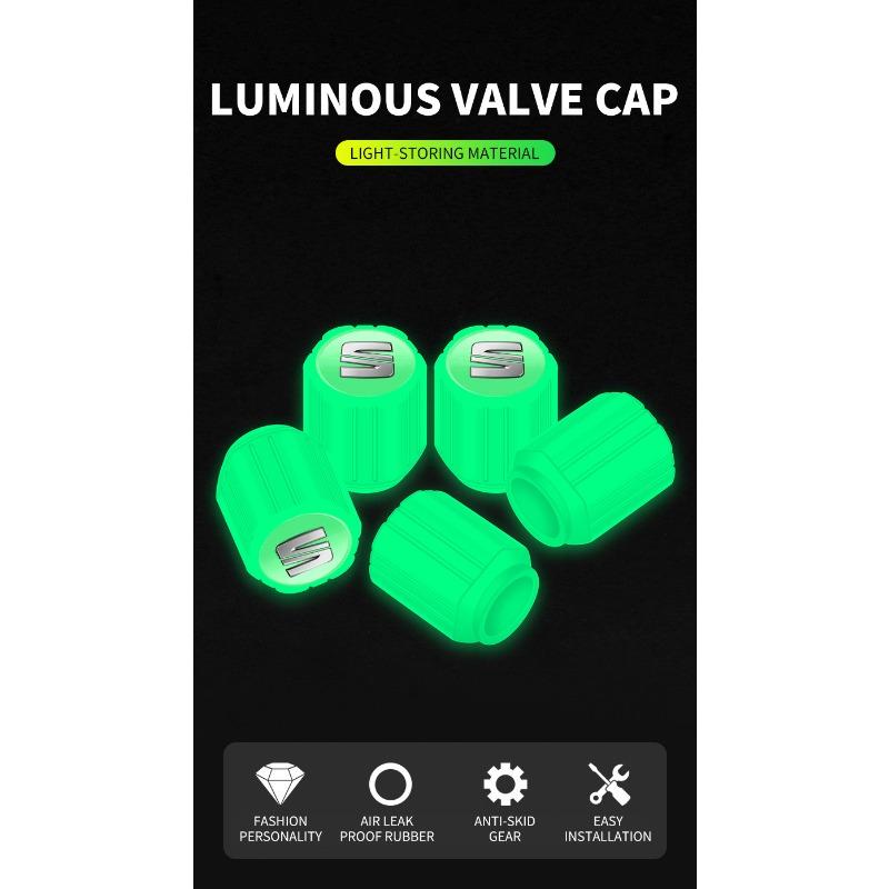 Luminous Car Tire Valve Caps Fluorescent Motorcycle Wheel Tyre for SEAT Cordoba Alhambra MK3 Leon 5F Ibiza 5 6 MII Altea Toledo 3