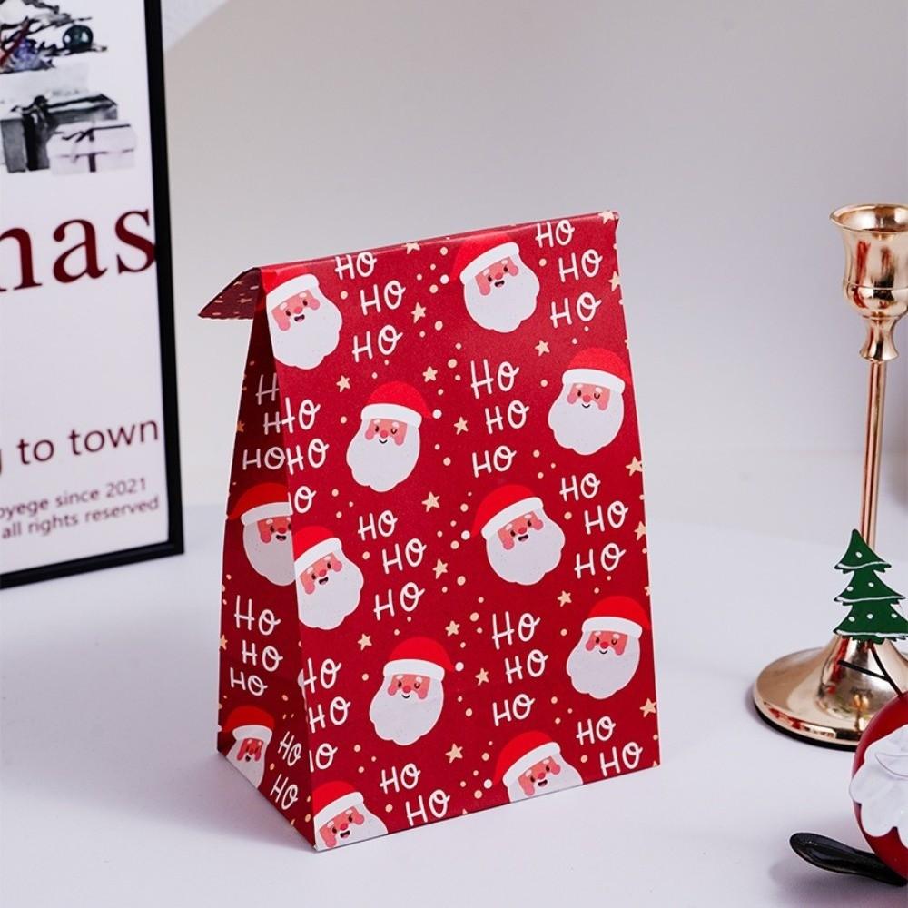 10pcs Reclosable Christmas Cookie Bag Kraft Paper Gift Favor Bags Candy Packag Bag New Year Decor
