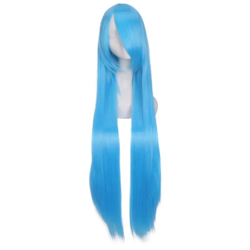 100cm Colored Straight Bangs Women's Synthetic Wig Heat Resistant Fiber Multi Color Party Anime Roleplay Free Wig Cap