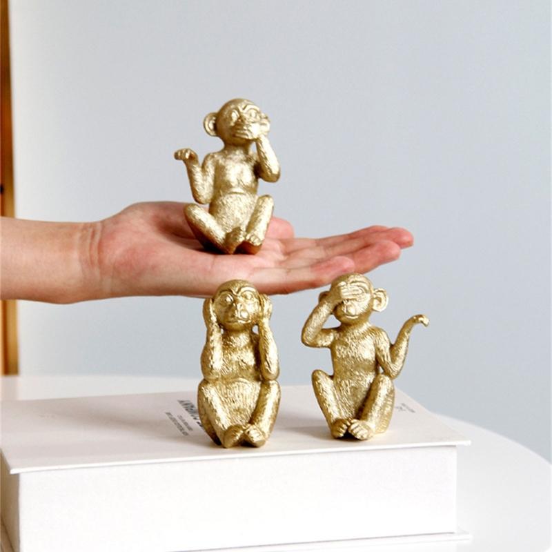 3pcs/set Miniature Monkey Figurines Home Dormitory Dormitory Decoration X3UC