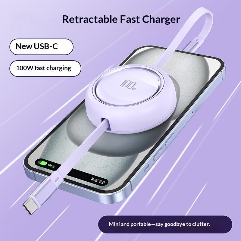 1Pcs Retractable Usb C To Usbc Data Cord 1M 100W Fast Charging Type C Cable For Phone 15 Pro Max 15Plus