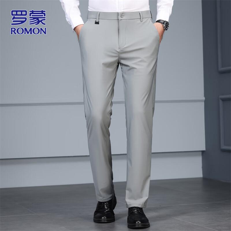 ROMON Men's Elastic Slim Fit Business Casual Trousers