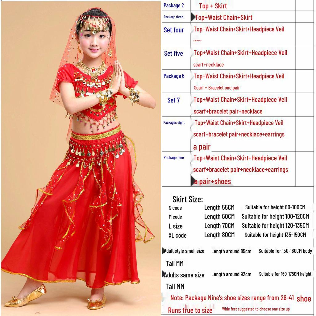 Y Six-one Girls' National Belly Dance Costume Set