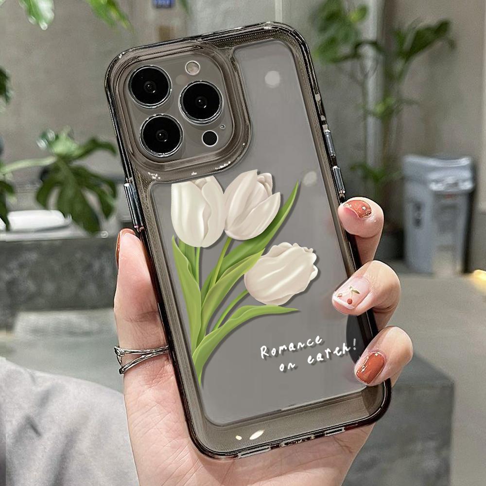 Tulip Flower Phone Case For iPhone 14 Pro Max Case For iPhone 11 12 13 Pro Max XR 7 8 14 15 Plus XS Max X SE Soft Clear Cover