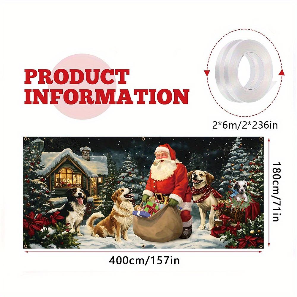 Großes Weihnachts-Garagentor-Banner Nikolaus und Welpe Geschenk-Szene geeignet für die winterliche Außen-Feiertagsdekoration