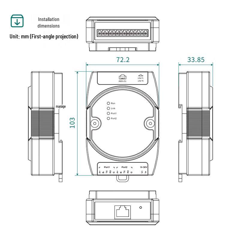 Maiwei Industrial RS485/232/422 zu Ethernet Serieller Server