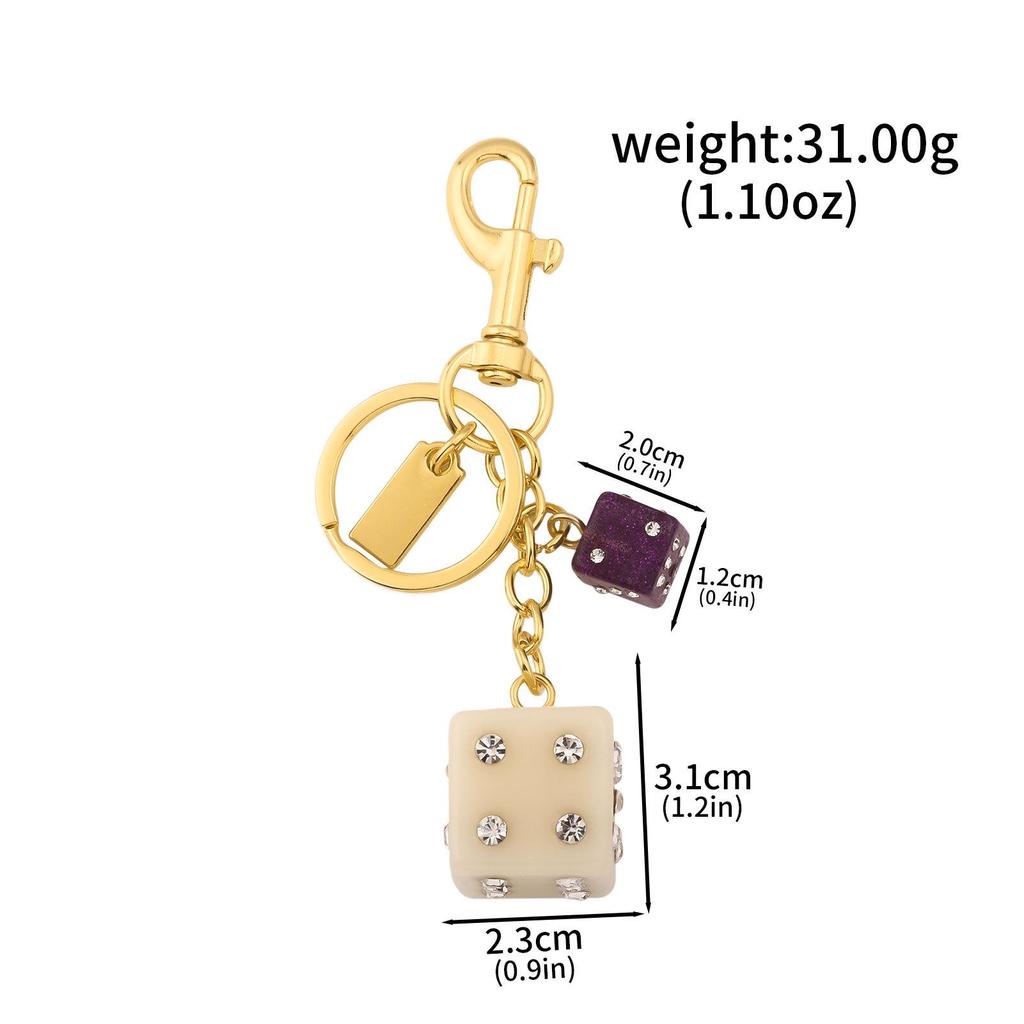 Fashionable Irregular Shape Dice Billiard Bag Pendant Metal Keychain - Hot Selling