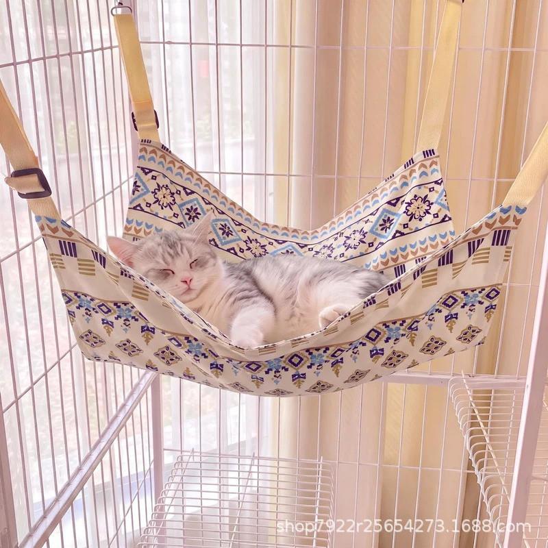 Hanging Cat Bed Hammock With Double Layer Thick Canvas Small Medium Large Cats Indoor Pet Sleeping Nest