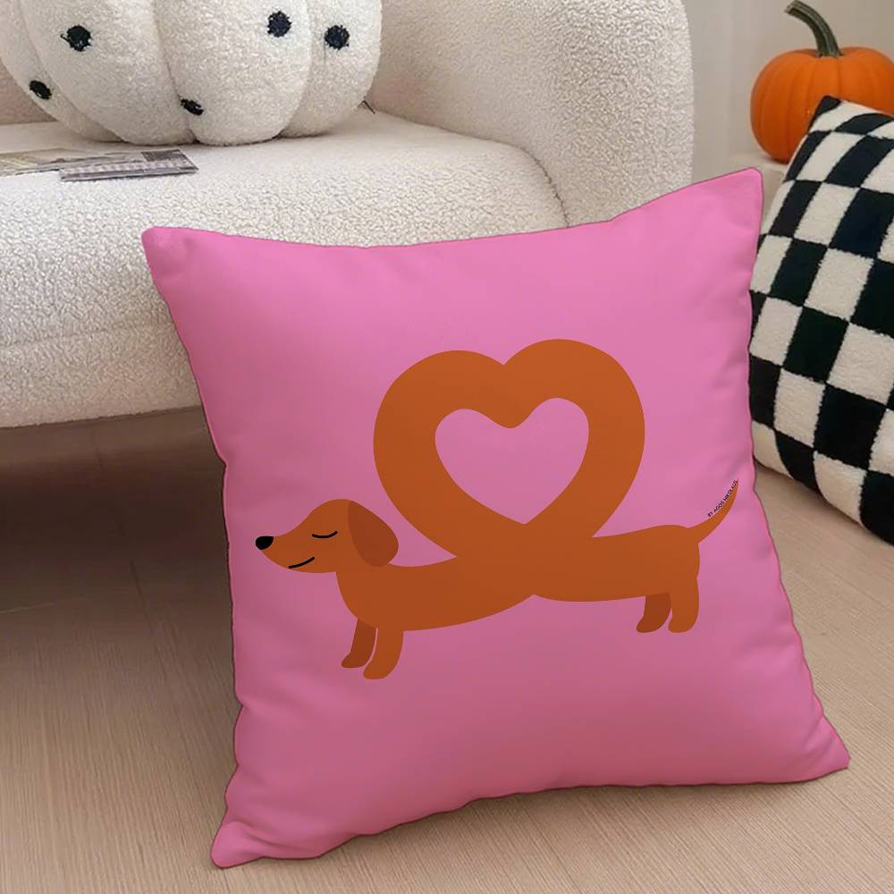 Tax Dachshund söt Kuddfodral Anti-kvalster Kuddfodral Osynlig dragkedja silkeslen kort plysch Soffkuddeöverdrag