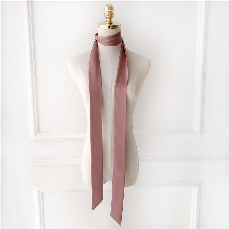 200*5cm Elegant Solid Color Long Ribbon Neck Scarf Women Dinner Party Headband Strip Narrow Decoration Scarf Neck Tie