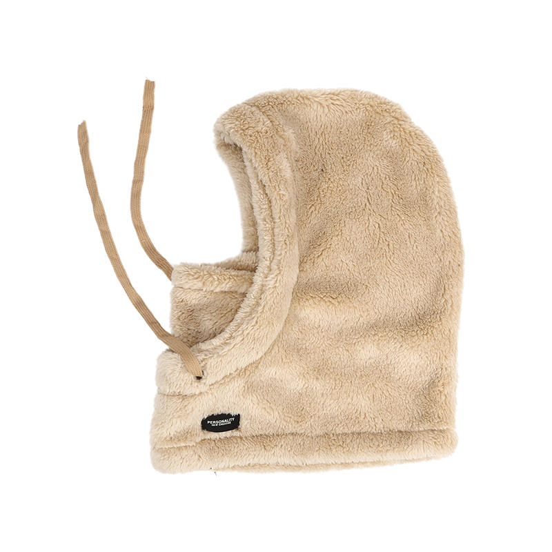 Women Winter Hood Hats Outdoor Cycling Windproof Cap Thermal Unisex Cold Proof Soft Plush with Face Mask Drawstring Warm Hat Drawstring Ski Mask Hat