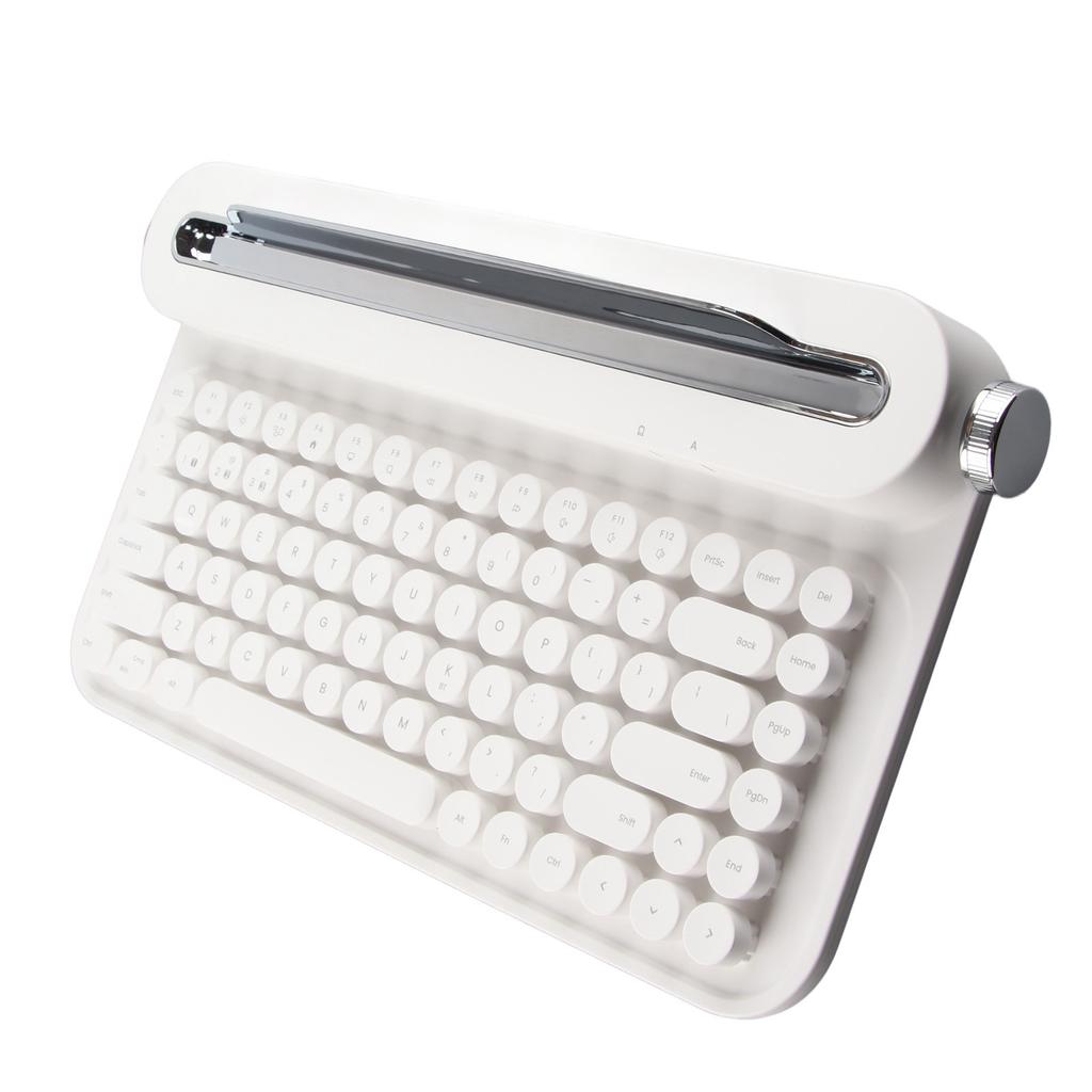 Vintage Bluetooth Keyboard 86 Keys Portable Wireless Keyboard with Integrated Stand for Windows for