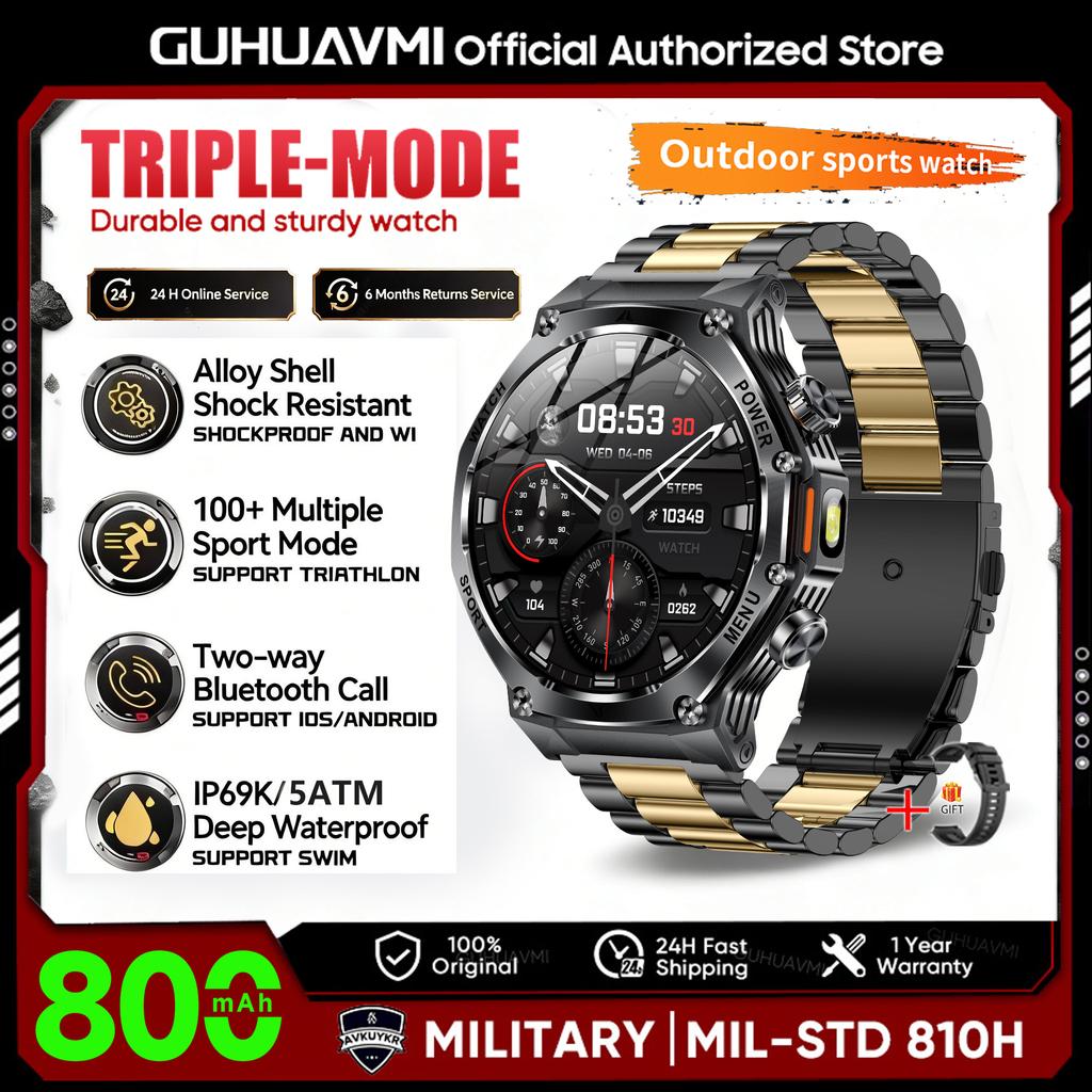New Military Grade Sports Smart Watch 5ATM Swimming Waterproof 800mAh Bluetooth Call 1.8'' AMOLED Screen Smartwatch For Men