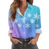 Women's Christmas Print Casual Half-Open Collar Long Sleeve Shirt