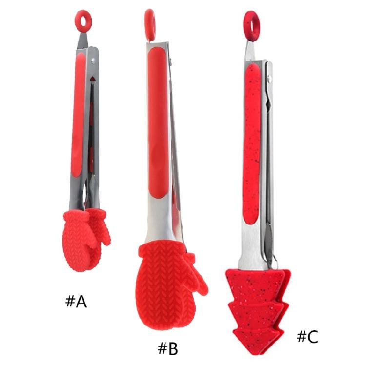 Silicone BBQ Grilling Tongs Serving Food Clips BBQ Utensils Kitchen Cooking Tong
