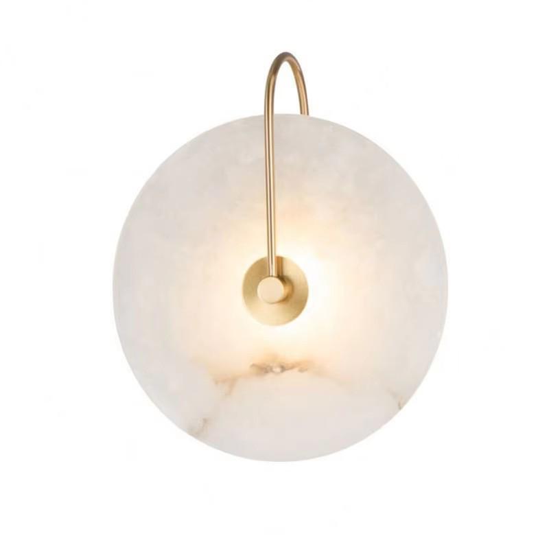 Nordic Luxury Round Natural Marble Wall Lamp for Bedroom and Living Room
