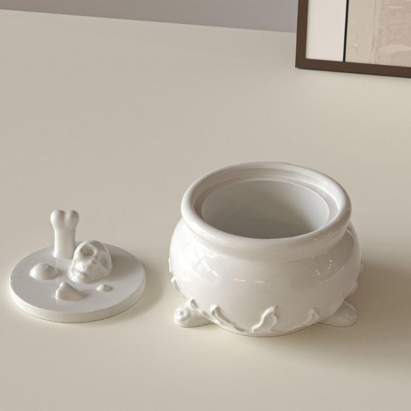 Silicone Skull Storage Jar Mold Suitable for Epoxy Resin Craft Halloween Organizers Storage Container with Hollow Design