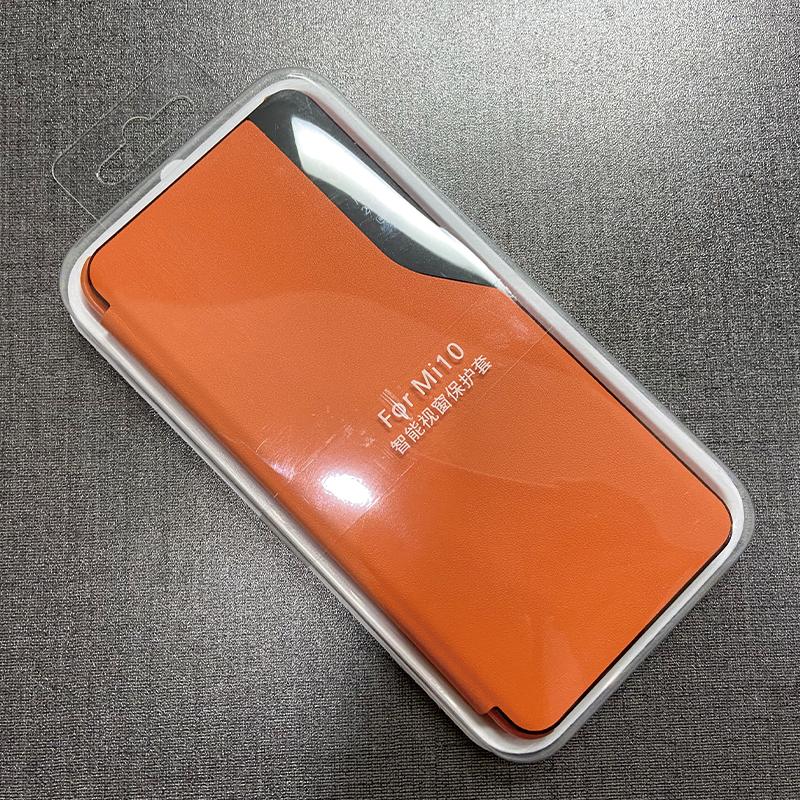 

Чехол-книжка для Xiaomi mi 10 Чехол-книжка 6.67 из ПУ кожи Чехол с умным окном Чехол для телефона для Xiaomi mi10 Защитный чехол For Mi 10 оранжевый