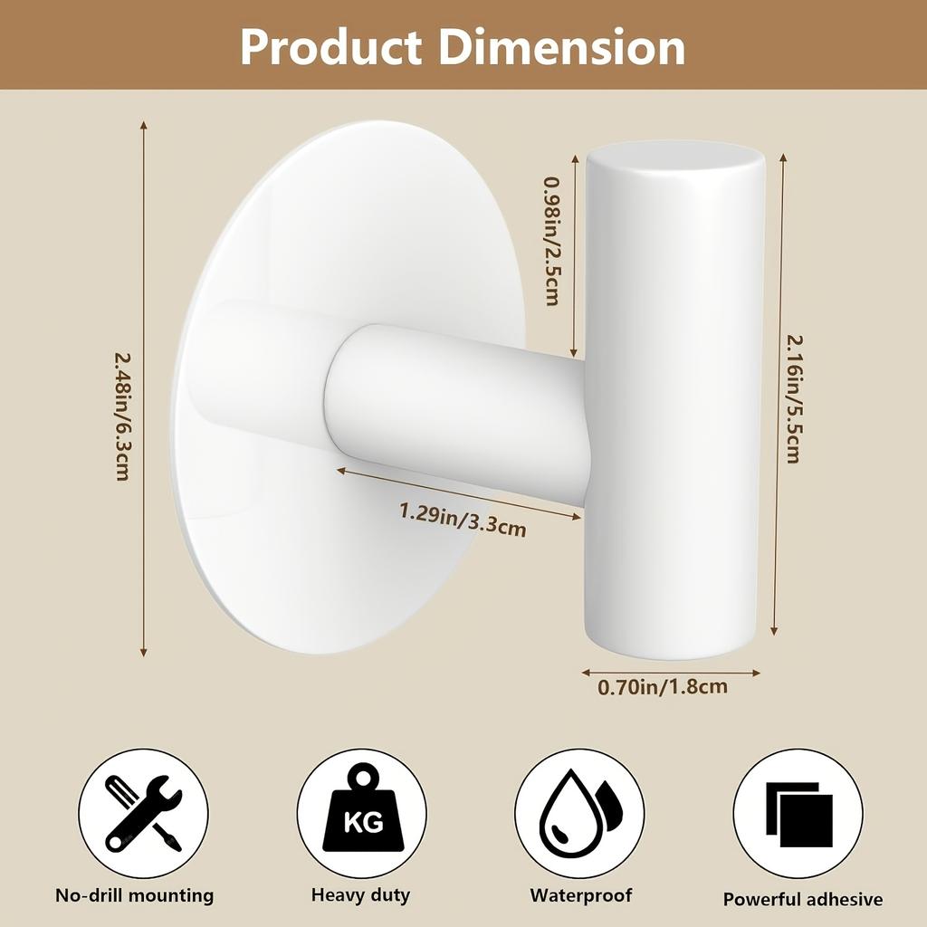 No-Drill Fashion Wall Hook Set Of 4, Simple Style, Suitable For Kitchen, Bathroom And Clothing Storage Easy-To-Install Wall Hooks Bathroom