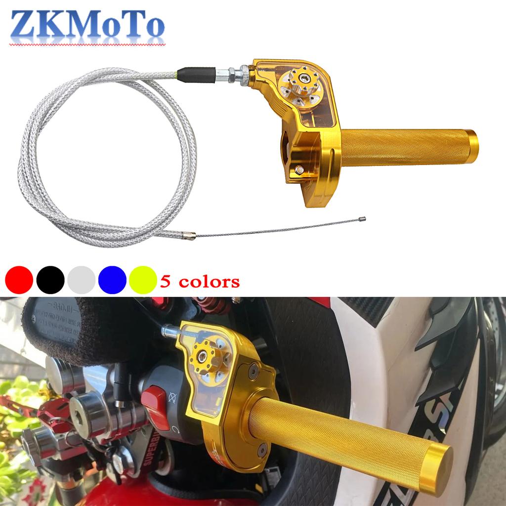 Universal Motorcycle CNC Aluminum Accelerator Throttle Twist Grips Handlebars Throttle Cable For KTM Yamaha Kawasaki Honda Parts