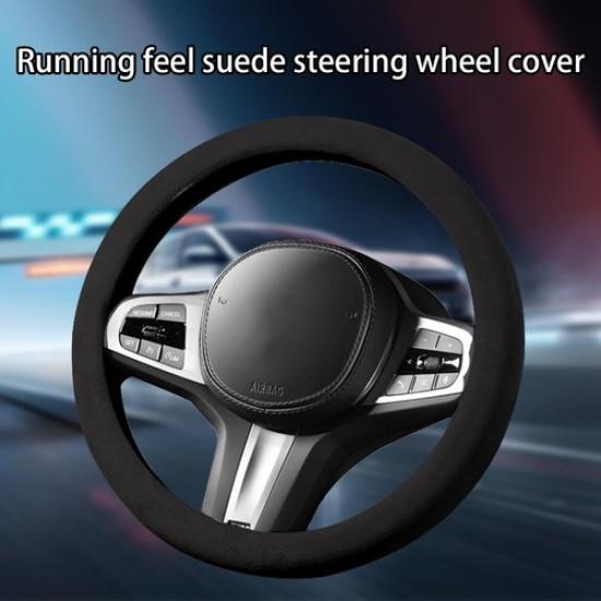 Car Steering Wheel Cover, 15 Inch Leather Vehicle Steer Wheel Black