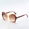 Vintage  New In Fashionable Retro Brown Sunglasses With Geometric Edge Gradient Brown Lenses Sunglasses For Women
