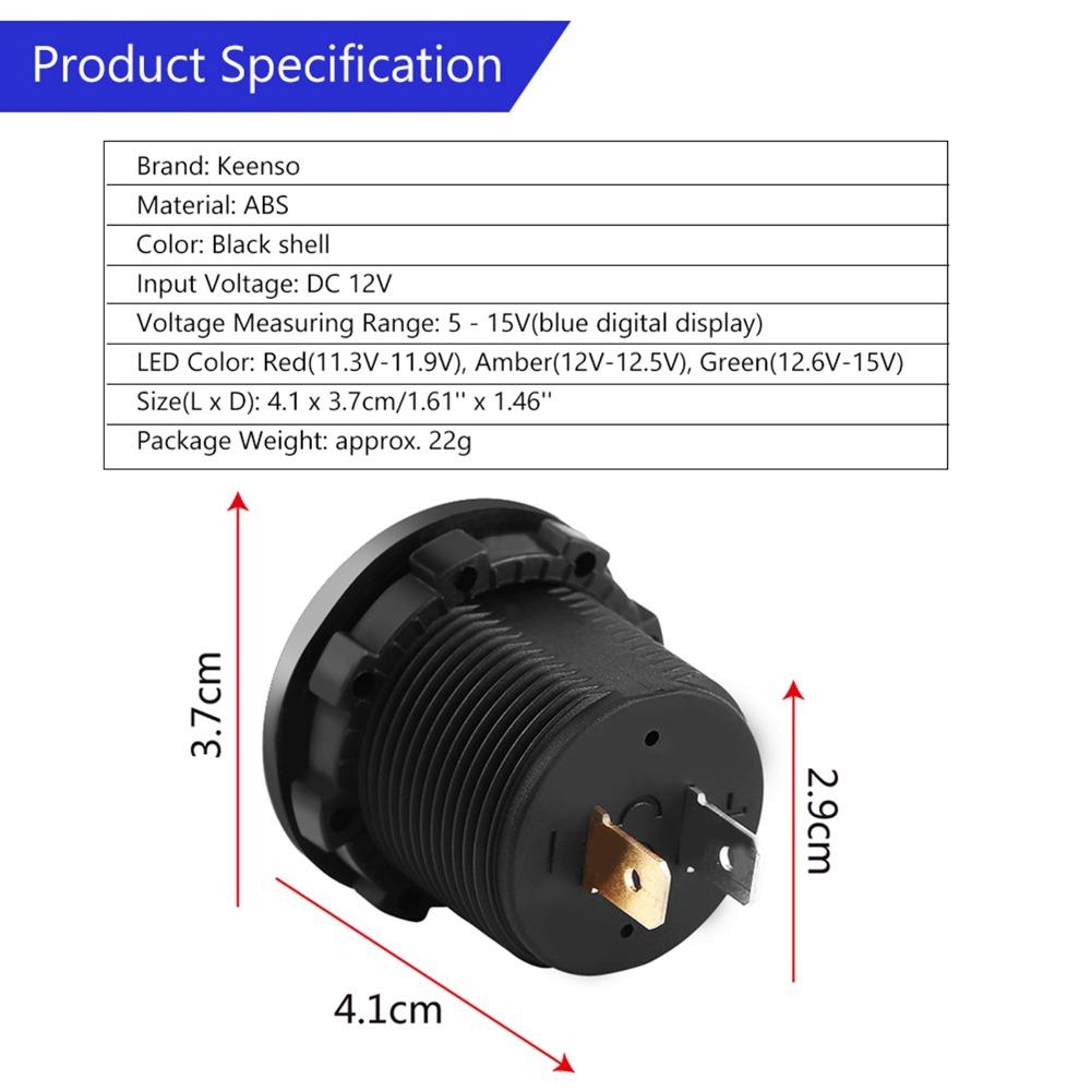 Black Voltage Meter Gauge Waterproof LED Display Voltmeter Car Battery Voltmeter  Motorcycle Car