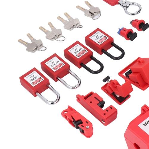 Circuit Breaker Lockout Kit, Roto Safety Padlock, Universal Breaker Lockout with Storage Bag, for Industrial Work