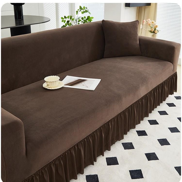 New Autumn and Winter Thick Plush Sofa Cover Anti Cat Scratch Old Fashioned Sofa Straight Row Elastic Skirt Hem Pad