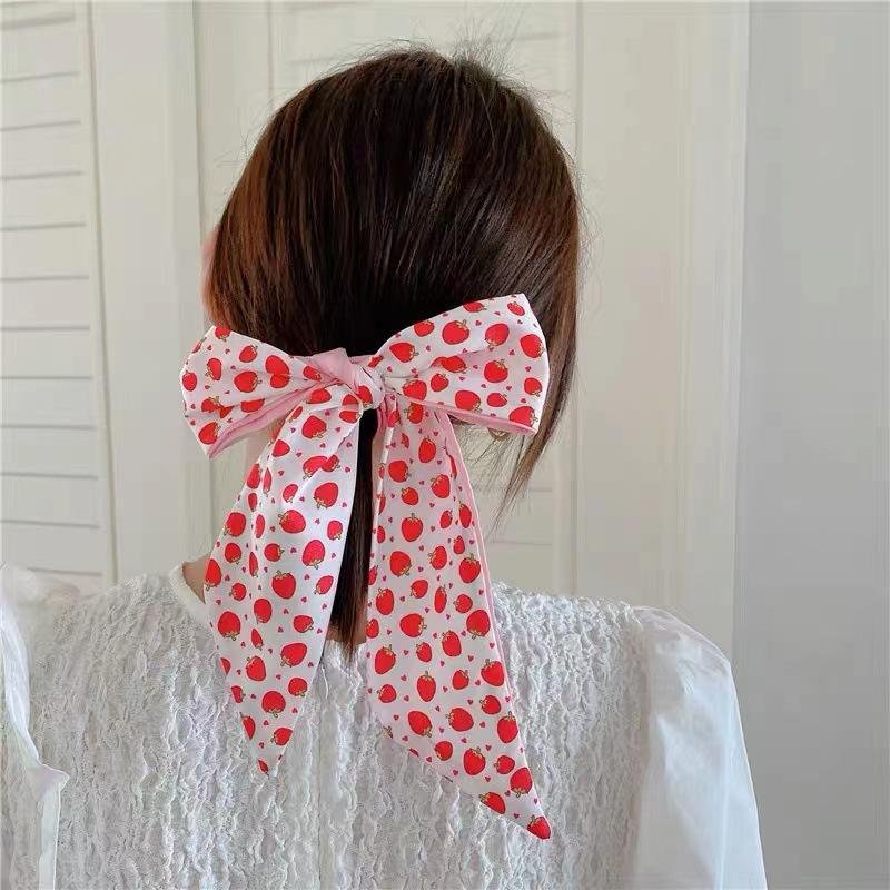 Fruit-Print Silk Scarves Trendy Hair Accessories for Women, Vintage Bohemian Silk Scarf Wrap, Neck Head Daily Travel Gift Trendy
