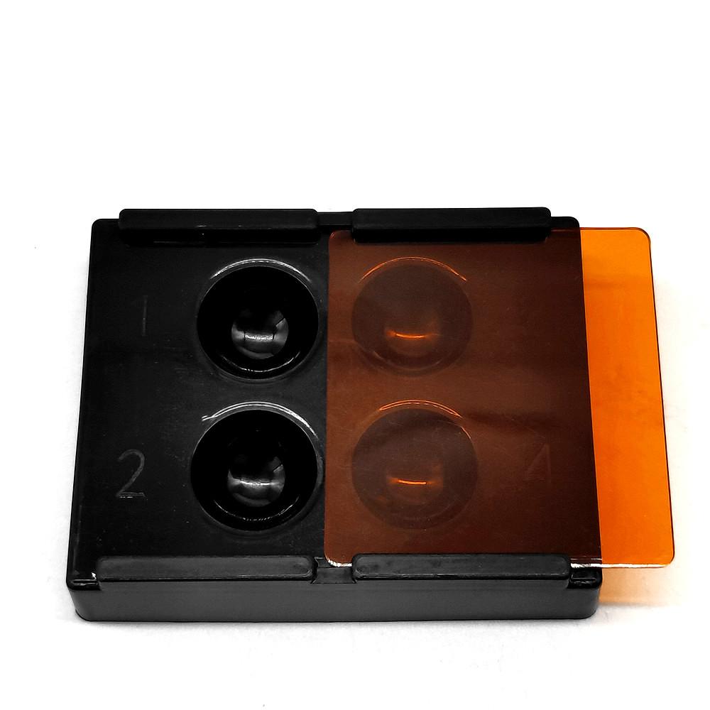 Aufbewahrungsbox für Zahnveneers, Aufbewahrungsbox für Zahnpflaster, Schattierungslicht, 4 Löcher, Zahnmembran, Zahnbox, Zahnprothesenhalter, Molarenbox, Zahnarztwerkzeuge