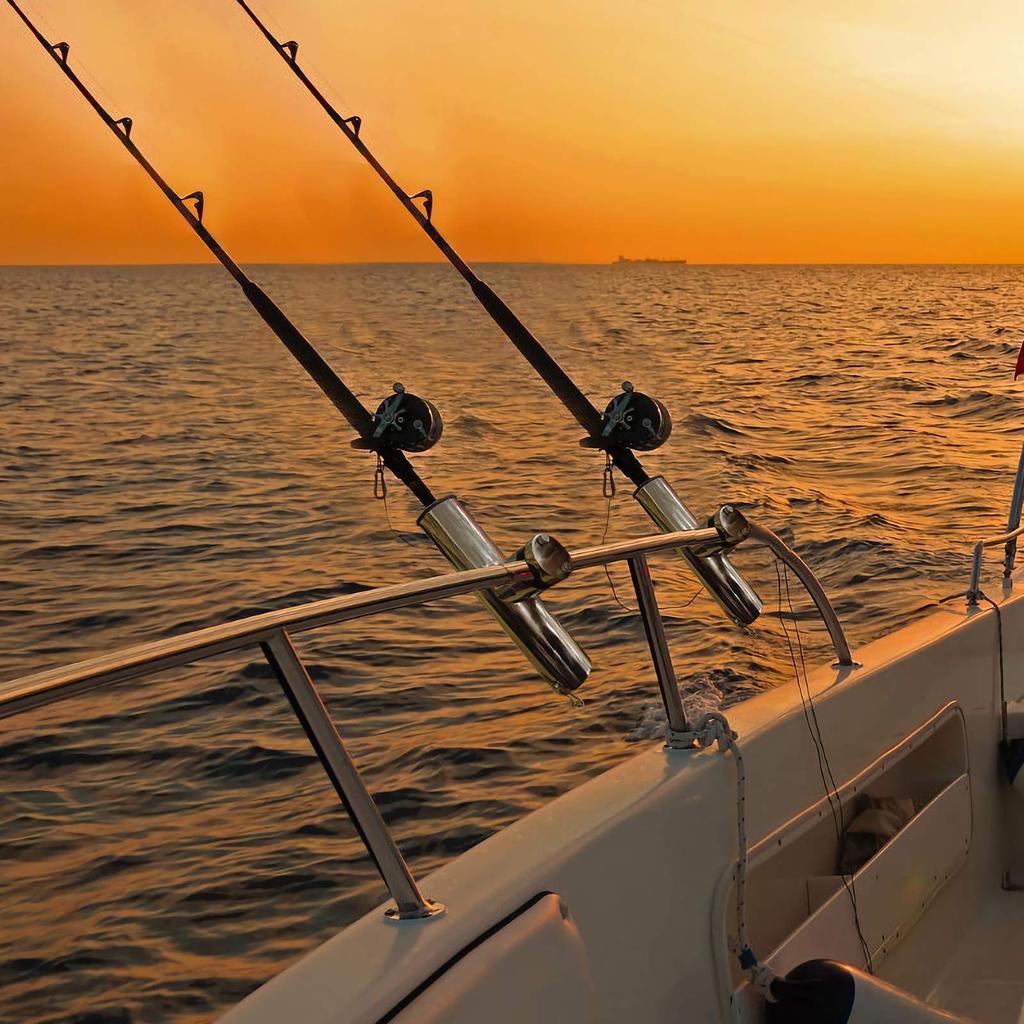 AMYSPORTS Glamp Stainless Steel Boat Rod Holder Fishing Pipe Boat Rod Holder Boat Fishing Rod Holder Rod Stand Trolling Handrail 4 Rails