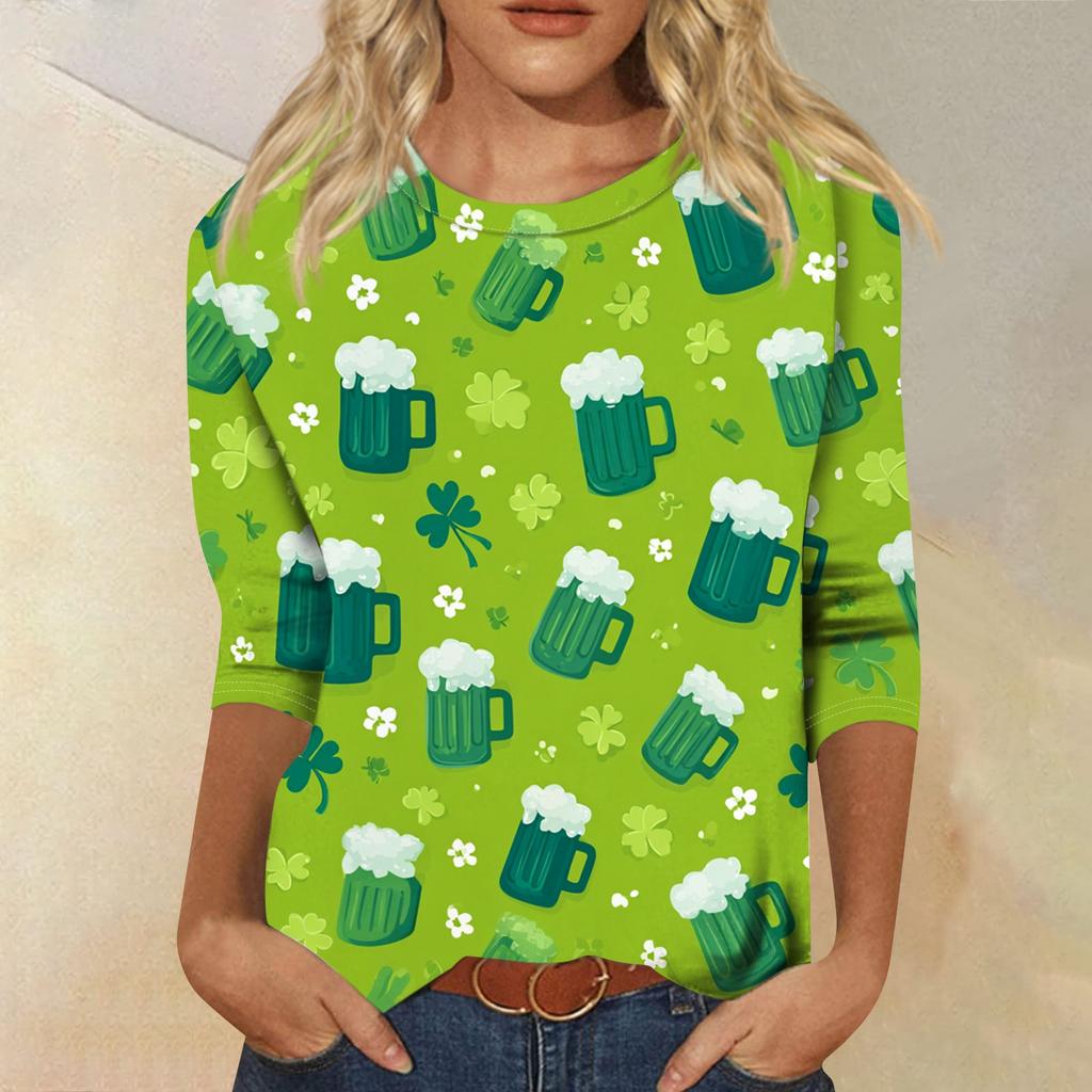 Dámský módní ležérní svetr s kulatým výstřihem a tříčtvrtečním rukávem s potiskem Saint Pao