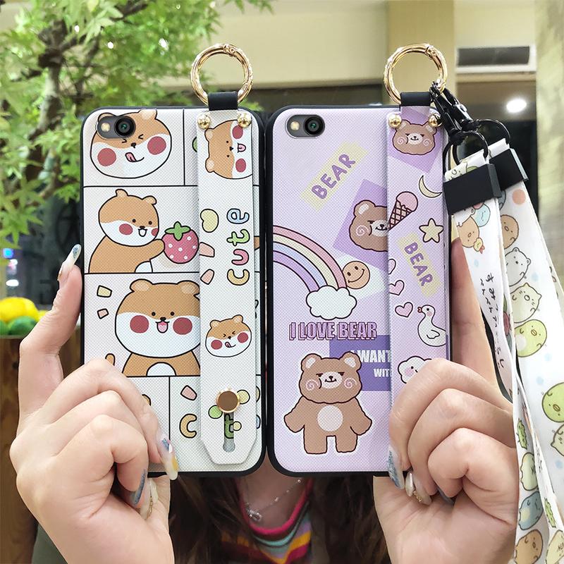 Lanyard Phone Holder Phone Case For Xiaomi Redmi GO Soft case Protective Shockproof Dirt-resistant Wristband Cute Ring