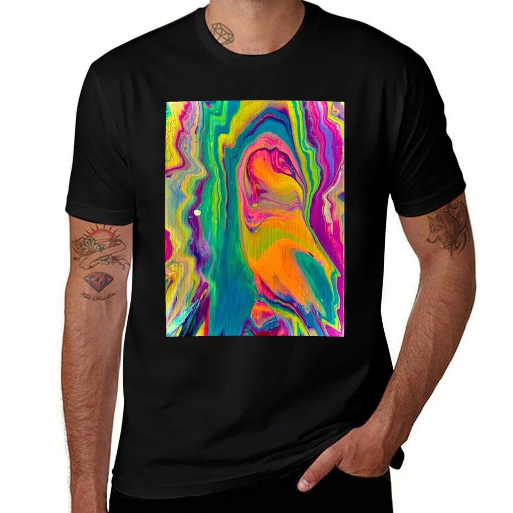 Edited Photo Of Original Acrylic Flow Painting Tshirt Construction Work Tee Shirt