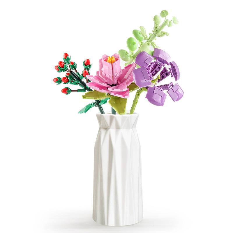 Children'S Assembly Science And Education Educational Building Block Toys Building Block Flower Bouquet Blind Box Diy Small Particle Building Flowers