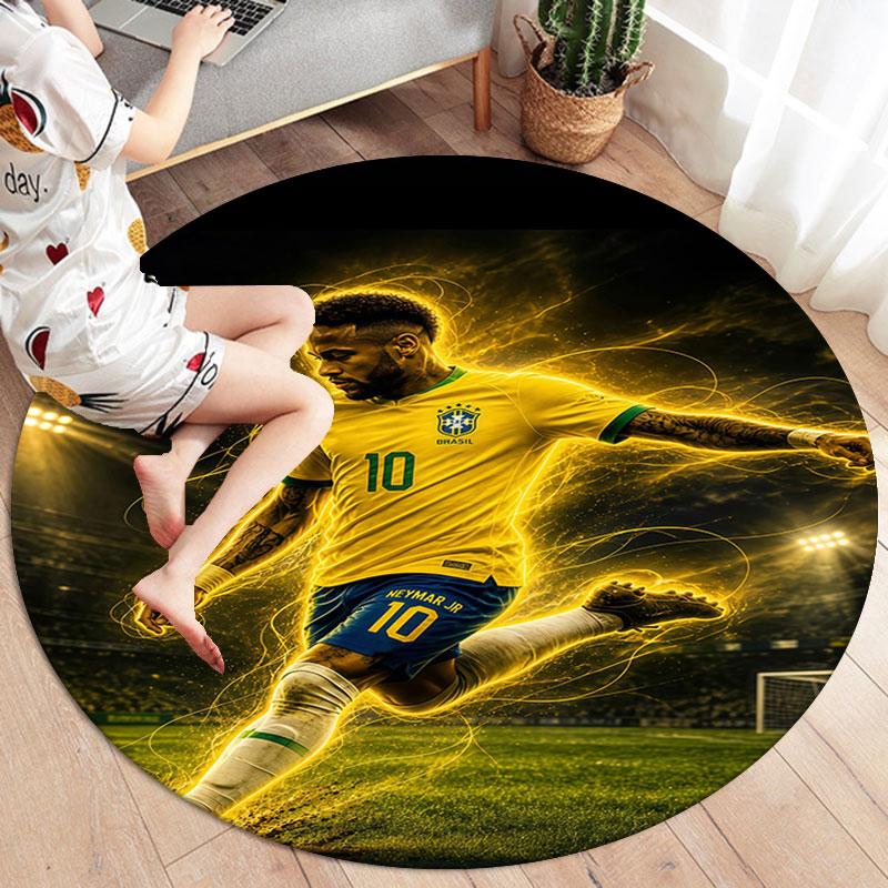 Neymar Round Area Rug,Carpet Rug for Living Room Bedroom Sofa Playroom Decor,Non-slip Floor Mat