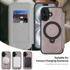 For iPhone 16 Case Compatible with MagSafe RFID Blocking Leather Wallet Cover with Rotating Ring Kickstand
