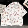 Summer Cartoon Cute Cold Silk Cool Short-Sleeved Suit Printed Pajamas Women'S Happy Bear Loungewear