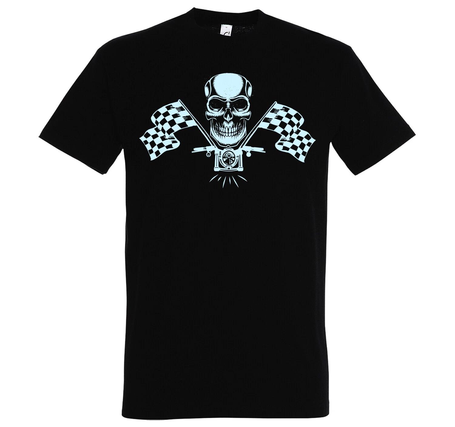 Youth Designz Motorcycle Skull Mens T-Shirt Logo Print Power Death Fast Bike Fun L