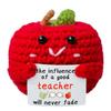 Lehrertag Roter Apfel Positiv Häkeltiere Puppe Mit Karte Schreibtischschmuck Emotionale Unterstützung Handgemacht Gestrickt Aufmunterungsspielzeug